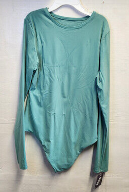 New Auden Women's Green Long-Sleeve Thong Smoothing Shapewear One Piece Size M